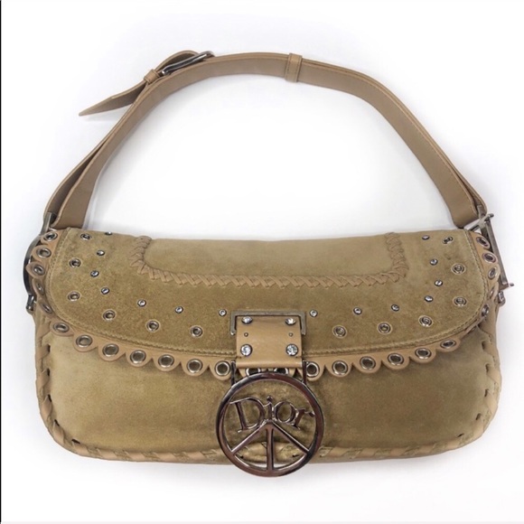 Dior Handbags - Christian Dior Crystal Peace Sign Hobo Bag